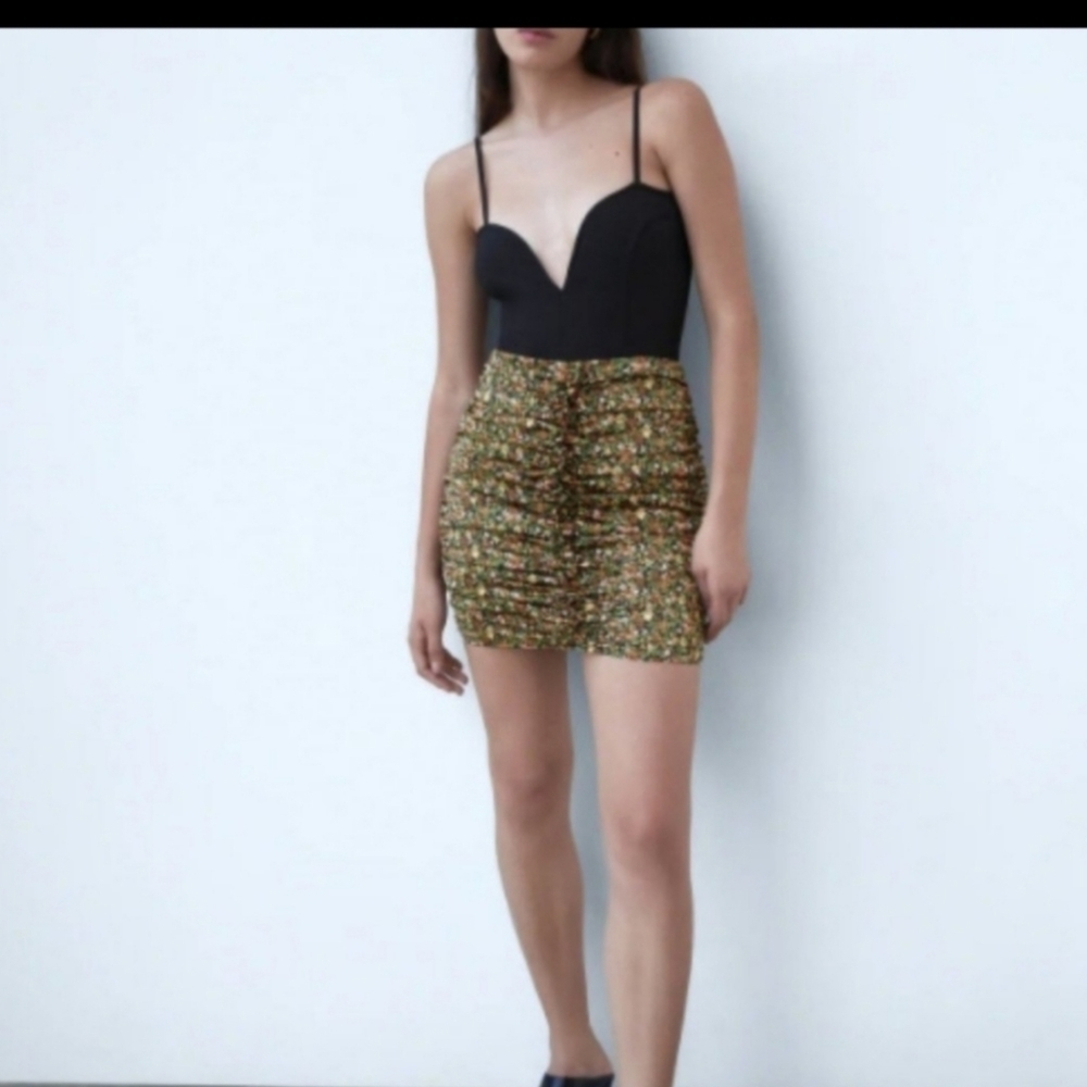 Zara Draped Floral Mini Skirt
